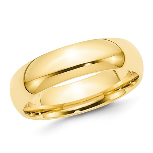 14kt Yellow Gold 6mm Comfort Fit Polished Wedding Band