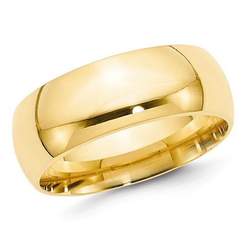 14kt Yellow Gold 8mm Comfort Fit Polished Wedding Band