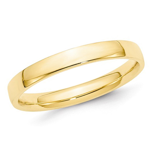14kt Yellow Gold 3mm Light Comfort Fit Polished Wedding Band