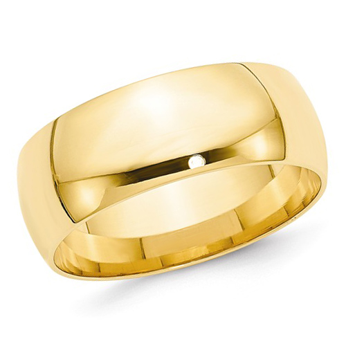 14kt Yellow Gold 8mm Light Comfort Fit Polished Wedding Band
