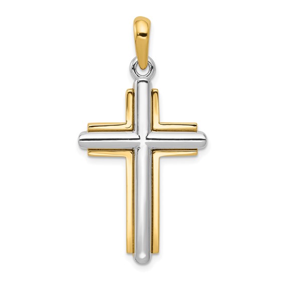 14kt Two-tone Gold 1 3/16in Cross Pendant