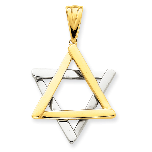 14k Two-Tone Gold 1 1/8in Star Of David Pendant
