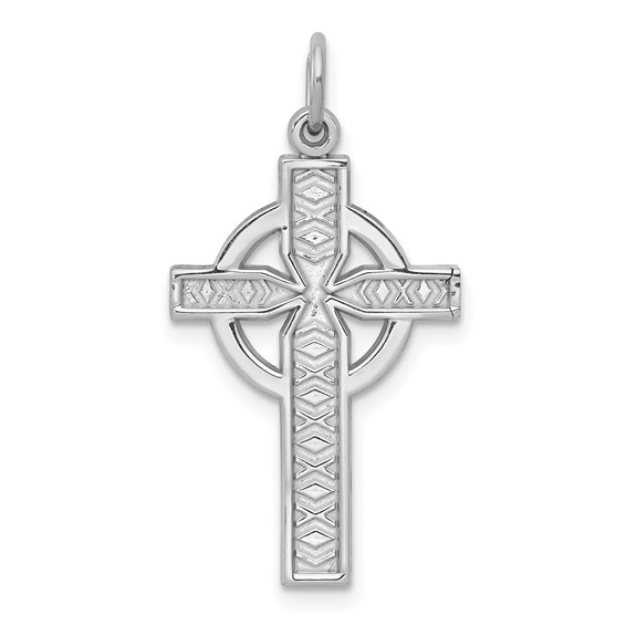 14kt White Gold 7/8in Celtic Cross Charm