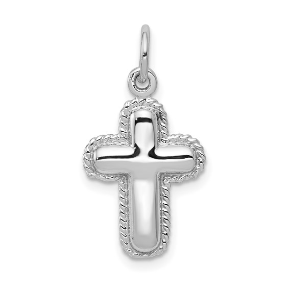 14kt White Gold 5/8in Polished Cross Charm
