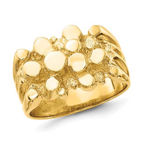 14k Yellow Gold Men's Gold Nugget Ring