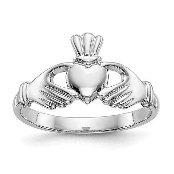 14kt White Gold Open Back Claddagh Ring