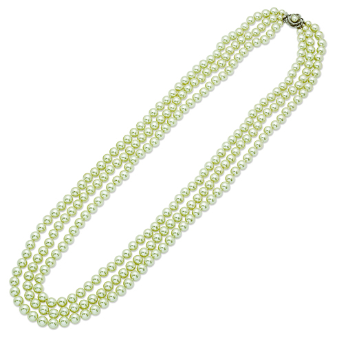 Jacqueline Kennedy Simulated Pearls 30in Triple Strand Necklace