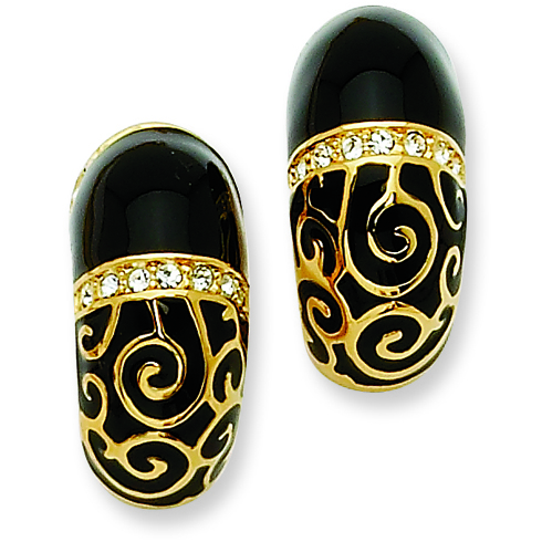 Gold-plated Crystal Enameled Parisian Love Circle Earrings