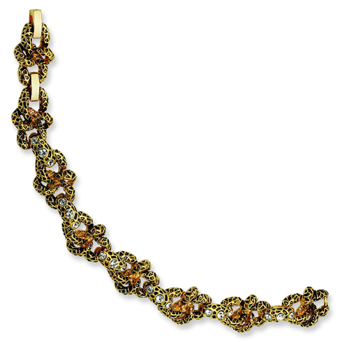 Jacqueline Kennedy 7.25in Gold-plated Crystal Antiqued Lion Bracelet