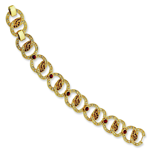 Jacqueline Kennedy 7 1/4in Gold-plated Crystal Circles Bracelet