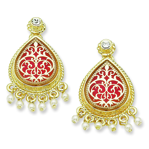 Jacqueline Kennedy Gold-plated Simulated Pearl Moroccan Earrings