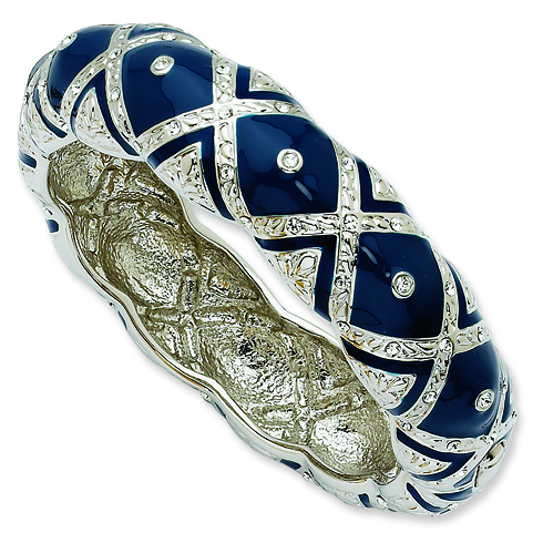 8in Swarovski Crystal Blue Enameled Bangle
