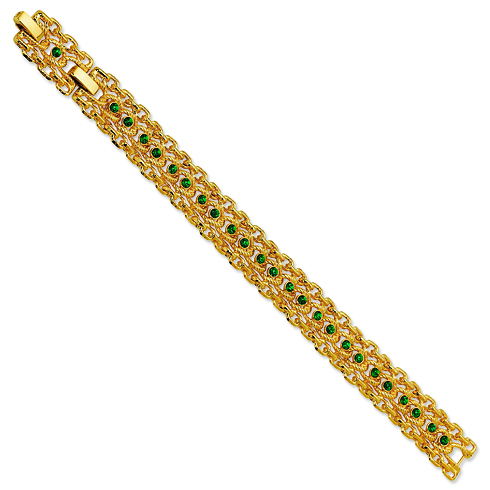 Jacqueline Kennedy 7in Gold-plated Green Swarovski Link Bracelet