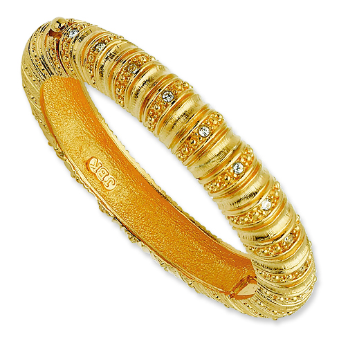 Gold-plated 7in Swarovski Crystal Byzantine Bangle