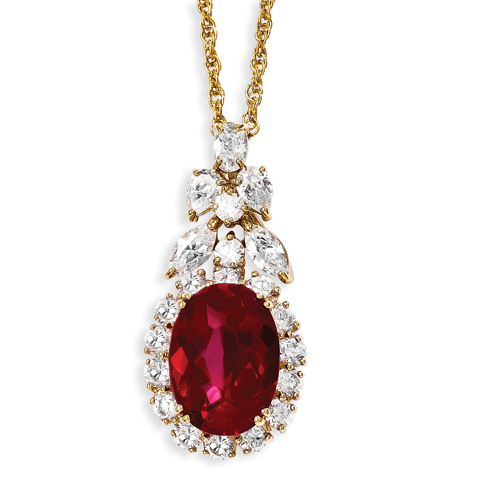 Jacqueline Kennedy Gold-plated Red CZ 18in Necklace