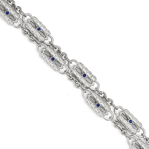 Jacqueline Kennedy Rhodium-Plated Dual Chain and Station Bracelet