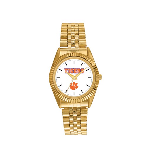 Clemson University Men's Pro Gold-tone Stainless Steel Watch