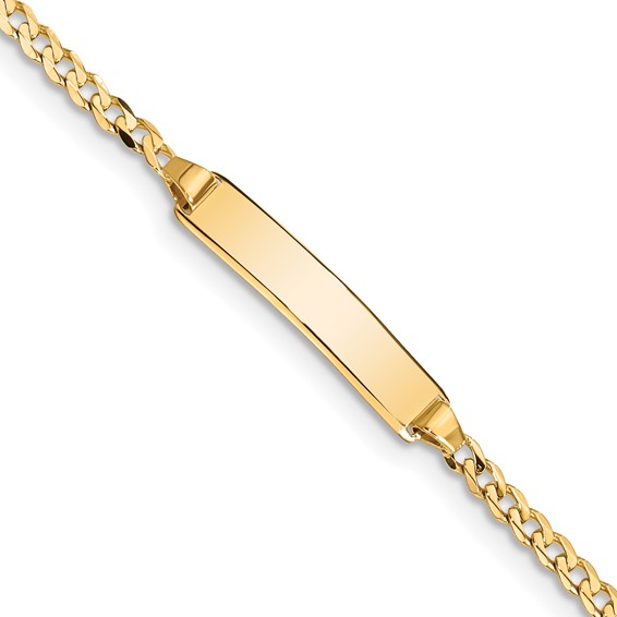 14kt Yellow Gold 8in Small ID Bracelet with Curb Links