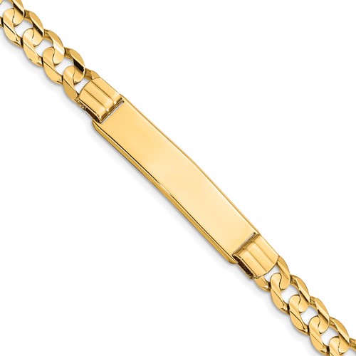 14k Yellow Gold 8in Men's ID Bracelet with Curb Links 8mm