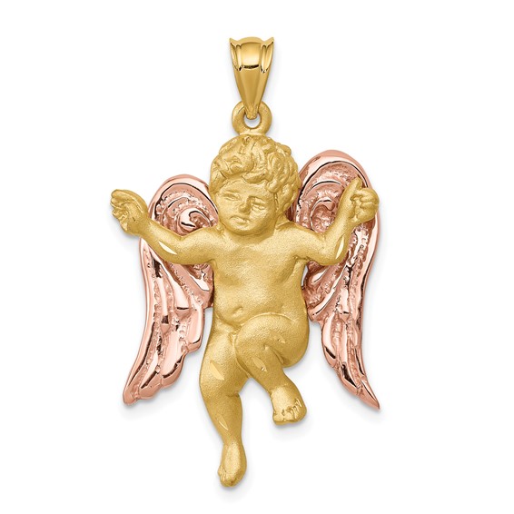 14kt Two-Tone Gold 1 1/8in Angel Pendant