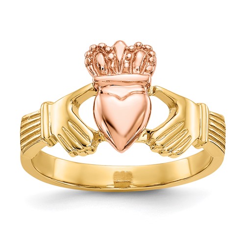 Silver Damhsa Rose Gold Plate Claddagh Dancing CZ Ring - The Kilt Lady