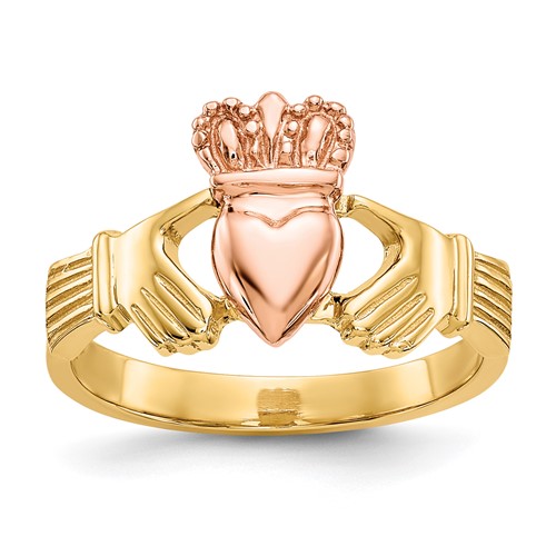 14k Yellow and Rose Gold Claddagh Ring