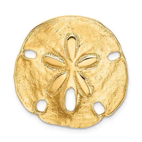 14k Yellow Gold Sand Dollar Slide Pendant 1in
