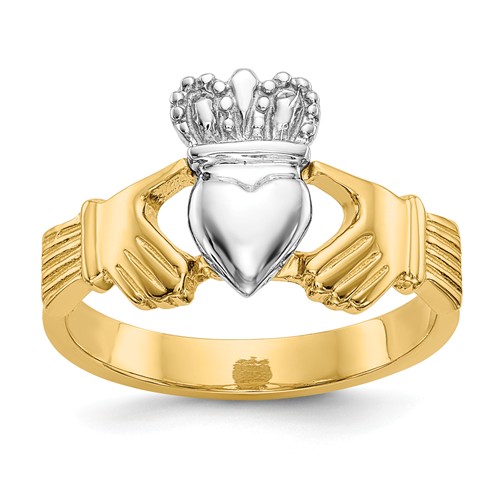 14k Yellow and White Gold Claddagh Ring