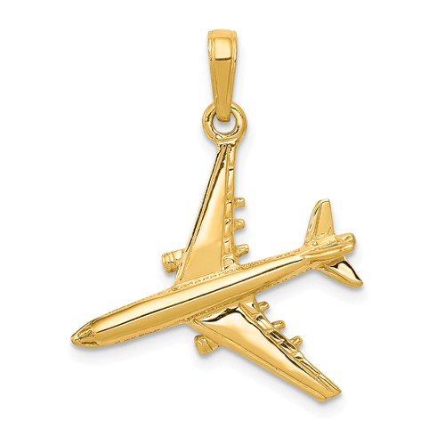 14k Yellow Gold Three Dimensional Jet Pendant 7/8in