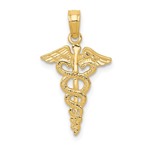 14kt Yellow Gold 3/4in Caduceus Pendant