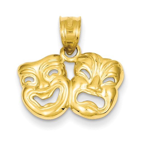 14k Yellow Gold Comedy Tragedy Pendant
