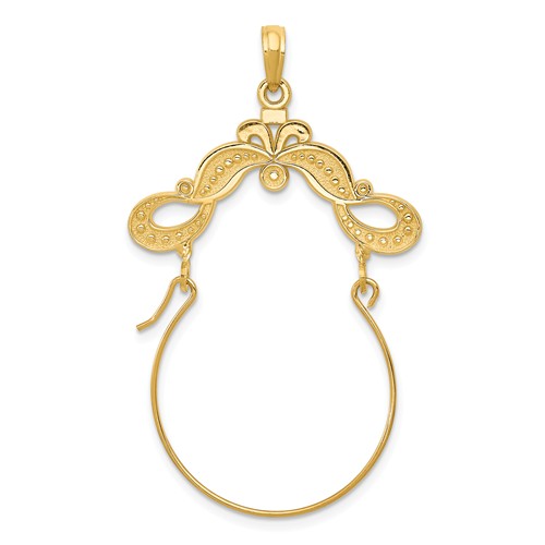 14k Yellow Gold Fancy Ribbon Charm Holder