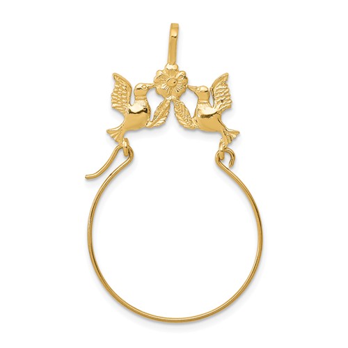 14k Yellow Gold Birds Charm Holder Pendant