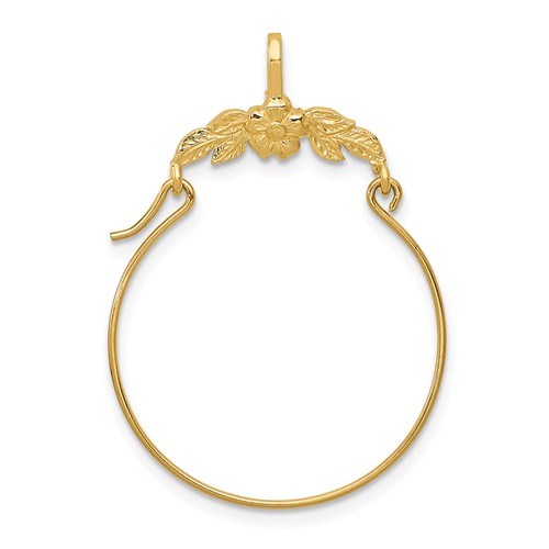 14k Yellow Gold Floral Charm Holder