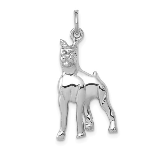 14k White Gold Boxer Dog Pendant 3/4in D1324 Joy Jewelers