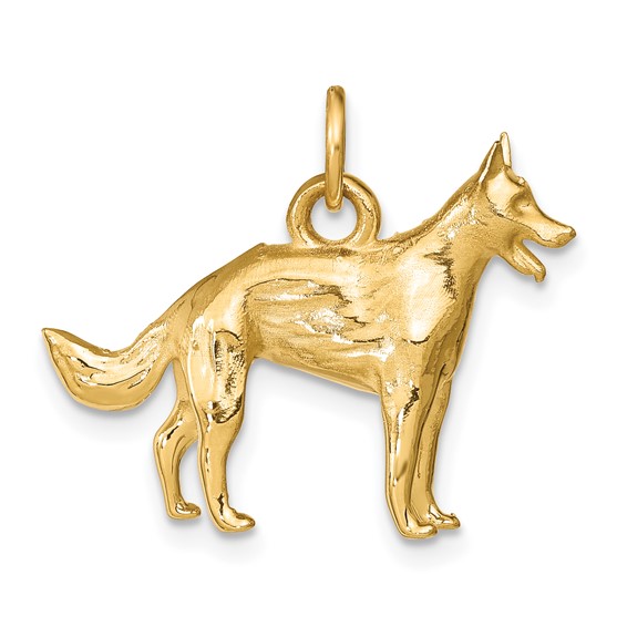 14kt Yellow Gold 3-D German Shepherd Charm