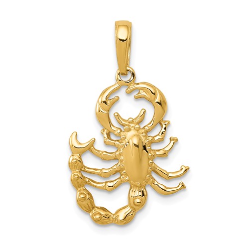 14k Yellow Gold Scorpion Pendant with Open Back 3/4in
