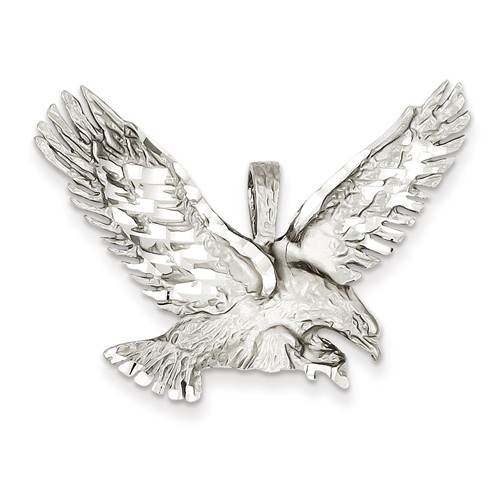 14kt White Gold 1 1/8in Diamond-cut Eagle Pendant