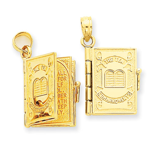 14k Yellow Gold Ten Commandments Bible Pendant