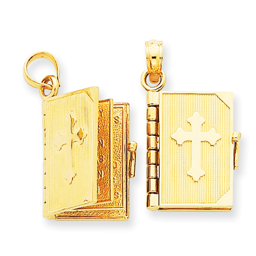 14kt Yellow Gold 1/2in Lord's Prayer Bible Pendant