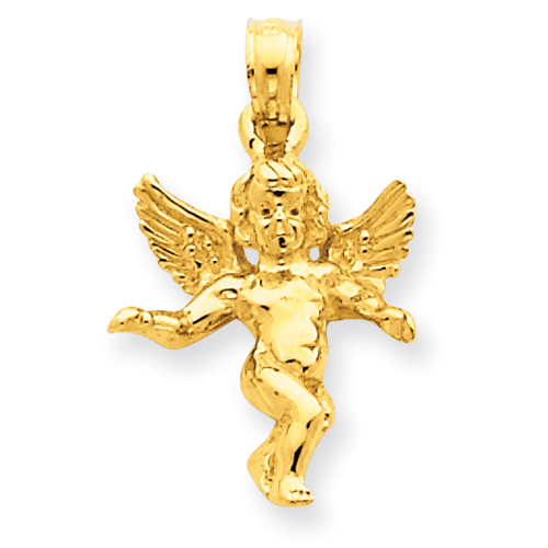 14kt Yellow Gold 5/8in Polished Solid Angel Charm