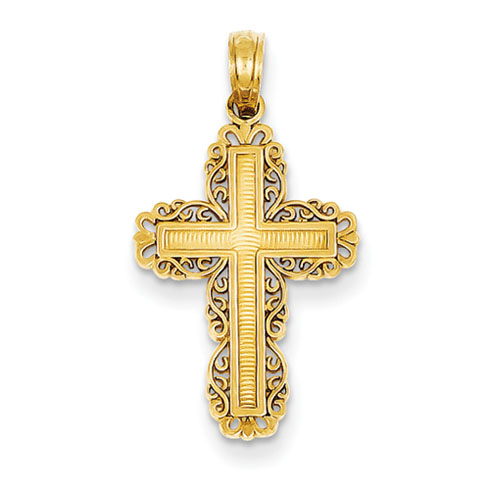 14kt Yellow Gold 3/4in Filigree Cross