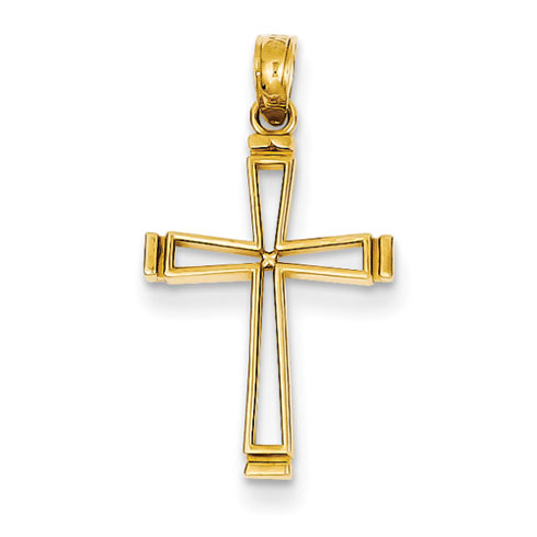 14k Yellow Gold Cut-out Tapered Latin Cross Pendant 3/4in