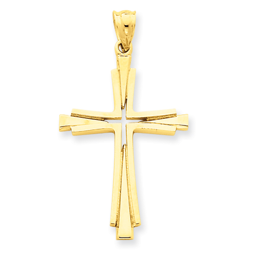 14kt Yellow Gold 1 1/8in Cross Pendant with Cut Out Center