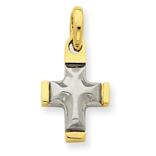 14k Two-tone Gold 1/2in Fancy Cross Charm