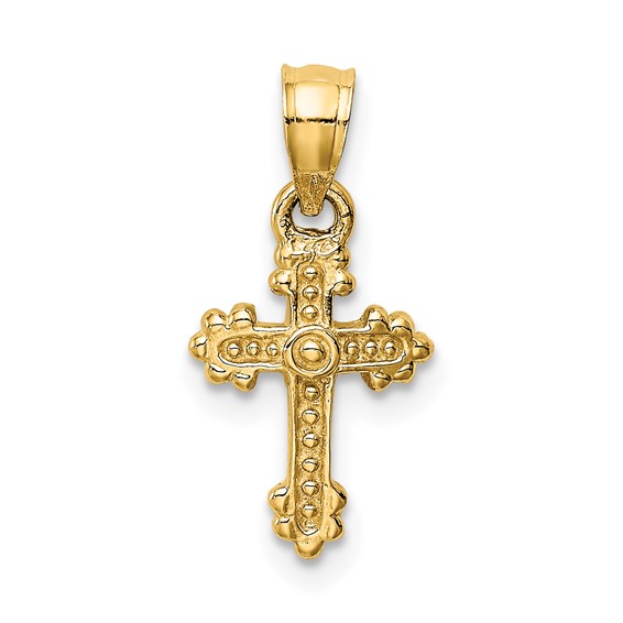 14kt Yellow Gold 1/2in Tiny Budded Cross Charm