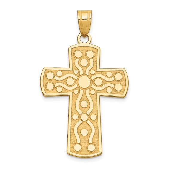14k Yellow Gold Serenity Prayer Cross Pendant 1 1/4in