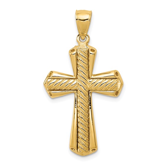 14kt Yellow Gold 1 1/8in Twisted Cross Pendant
