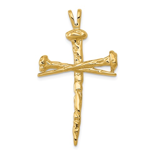 14kt Yellow Gold 1 5/8in Polished Nails Cross Pendant