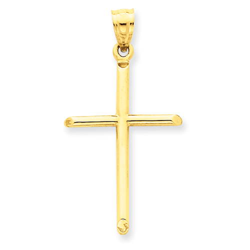 14kt Yellow Gold 1 1/16in Beveled Cross